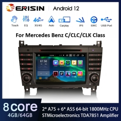 Erisin ES8569C 7" DSP Android 12.0 Car Stereo DVD CarPlay & Auto GPS 4G DAB+ For Mercedes Benz C-Class CLC W203 CLK W209