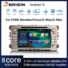Erisin ES8509FS IPS Android 12.0 Car Stereo CarPlay & Auto DVD for FORD Mondeo Focus Galaxy S-Max C-Max GPS 4G LTE BT5.1