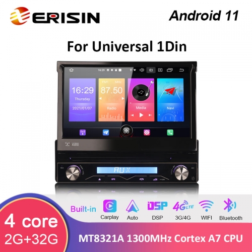 Radio 1DIN Universal GPS FM CarPlay Android Auto Bluetooth USB A2DP