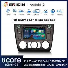 Erisin ES8540B Android 12 Car DVD Multimedia For BMW 1 Serie E81 Hatchback E82 E88 Auto Radio CarPlay 4G DAB+ DSP GPS Satnav