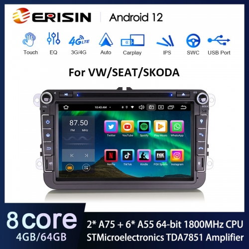 Carplay 8 Android 12.0 128G 8G RAM Car Audio DVD autoradio for VW