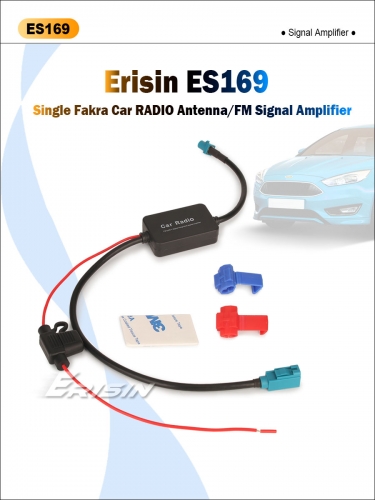 Erisin ES169 Single Fakra Radio Antenna Aerial FM Amplifier for VW/BMW/Mercedes Car Stereos