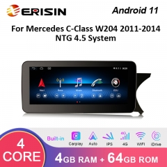 Erisin ES3645R 10.25 Right-hand Drive Wireless Carplay Android 11 Car Stereo For Mercedes-Benz C-Class W204 NTG 4.5 System WiFi 4G SIM Slot IPS Screen