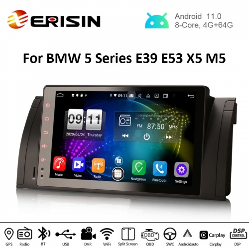 Erisin Android 11.0 Autoradio BMW E53 E39 X5 M5 5 Series ES2739B DAB+  CarPlay TNT DVR DVD CD Bluetooth Split Screen OBD CAM