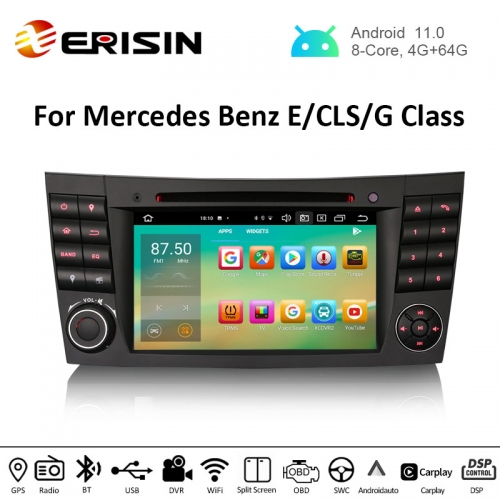 Erisin ES8180E 7" Android 11.0 Car DVD DSP CarPlay & Auto GPS TPMS DAB+ 4G for Benz E-Class W211 W463 W219