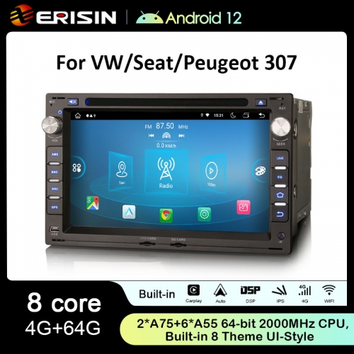 Erisin ES8909V 7 IPS Screen Android 12.0 Car DVD Player GPS 4G LTE  Wireless CarPlay Auto Radio For VW Bora Passat Seat Skoda Theme UI-Style