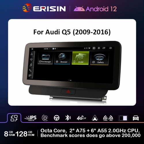 Erisin ES4675QR 12.3" IPS  Right-Hand-Drive Android 12.0 Car Stereo For Audi Q5 (2009-2016) GPS DSP Carplay Auto Radio 4G LTE 8G 128GB