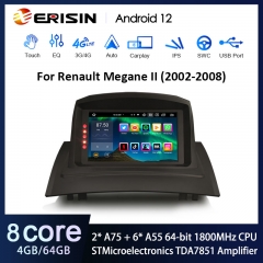 Erisin ES8572M 7" DSP Android 12.0 Car Stereo For Renault Megane II (2002-2008) GPS Multimedia CarPlay & Auto Radio 4G LTE IPS