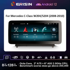 Erisin ES46C40 8 Core 128G Android 12 Car Stereo GPS Benz C-Class W204 S204 2008-2010 with NTG 4.0 CarPlay Auto Radio DSP IPS Multimedia