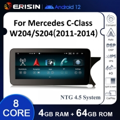 Erisin ES38C45R Right-Hand Drive IPS Android 12 Car Stereo GPS For Benz C-Class W204 S204 NTG 4.5 System Carplay Auto Radio WiFi 4G DSP System