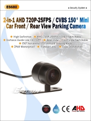 Erisin ES680 2-in-1 AHD 720P-25FPS/CVBS 150° Mini Car Front/Rear View Reverse Parking Camera Fisheye Lens