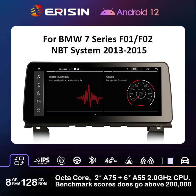 Erisin ES4601N 8G+128G Android 12 Car Stereo For BMW 7 Series F01 F02 2013-2015 NBT GPS Navigation 4G WiFi DSP IPS Screen