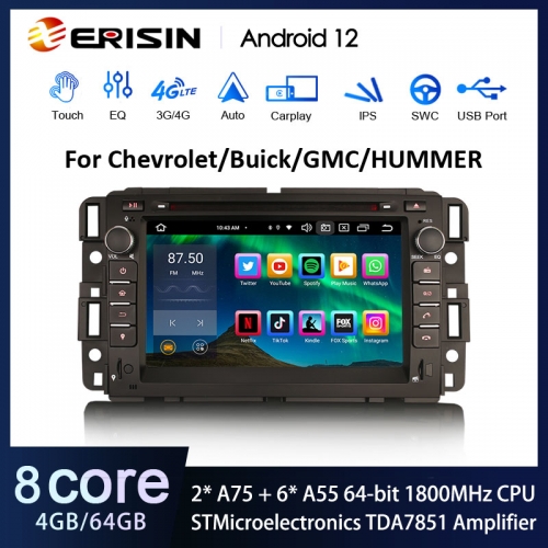 Erisin ES8574C 7" DSP Android 12.0 Car Stereo CarPlay & Auto GPS 4G DAB+ for Chevrolet Buick GMC HUMMER Car DVD Player