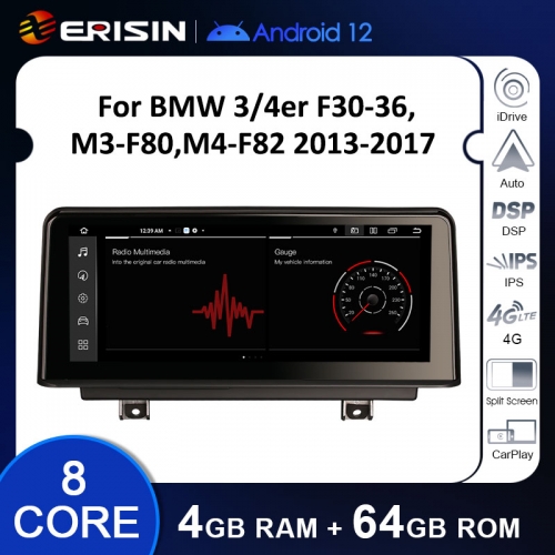 Erisin ES3830N IPS Android 12.0 Car Stereo For BMW F30 F31 F34 F32 F33 F36 M3 F80 M4 F82 NBT Car Multimedia Screen Upgrade GPS WiFi 4G BT CarPlay