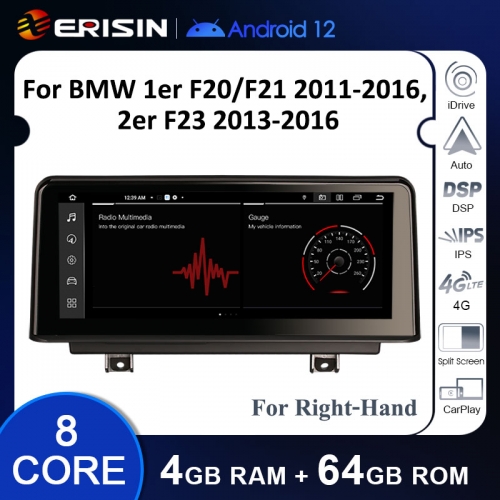 ES3820NR Right-Hand Drive Android 12.0 Car Multimedia Player Screen Upgrade For BMW F20 F21 F22 F23 Coupe/Cabrio/Convertible GPS WiFi 4G BT CarPlay