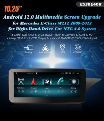 ES38E40R Right-Hand Driving Android 12.0 CarPlay For Mercedes-Benz E-Class W212 / S212 COMAND GPS Car Multimedia Player Navigation Auto Radio Stereo D