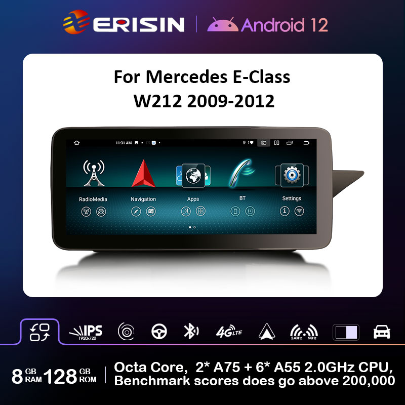 Erisin ES46E40R Right-Hand-Drive Android 12.0 Car Multimedia GPS For Benz E-Class W212 S212 2009-2012 NTG 4.0 System WiFi 4G BT CarPlay Auto
