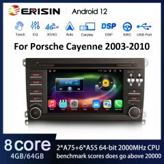 Erisin ES8814C 8-Core 64G Android 12.0 Car Stereo GPS For Porsche Cayenne Wireless CarPlay Auto Radio DVD DSP 4G LTE Slot
