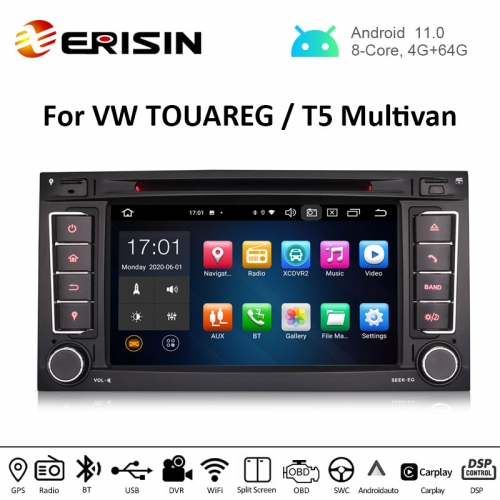 Erisin ES8156T 7" Android 11.0 Car DVD for VW T5 Multivan TOUAREG DSP CarPlay & Auto GPS TPMS DAB+ 4G 64G