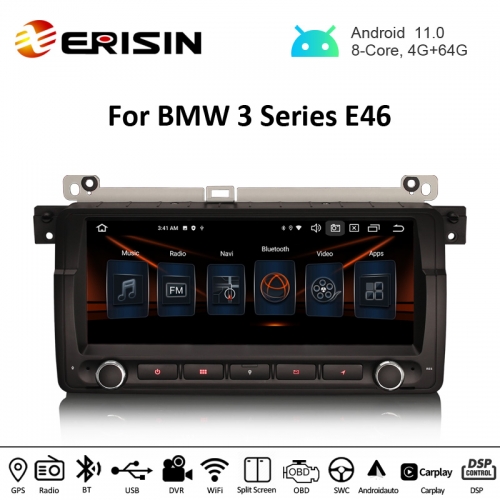 Erisin ES8146B 8.8" Android 11.0 Car Stereo for BMW E46 M3 CarPlay & Auto GPS TPMS DAB+ DSP DVR Canbus