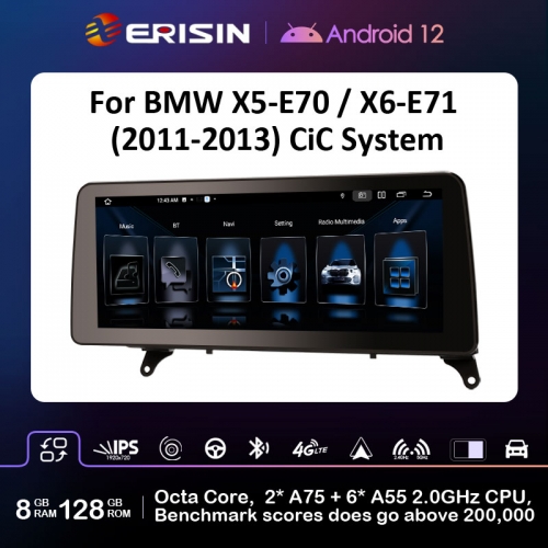 Erisin ES4670IL Android 12.0 Car Multimedia Player Screen Upgrade GPS For BMW X5 E70 BMW X6 E71 Head Unit Carplay Auto SWC Wifi IPS DSP