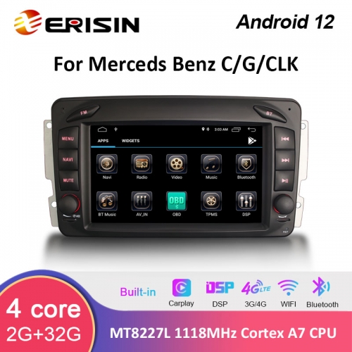 Erisin ES3179C 7" Android 12.0 Car Multimedia Player For Mercedes Benz CLK C-Class G-Class Viano & Vito GPS WiFi 4G CarPlay TPMS DVR Radio