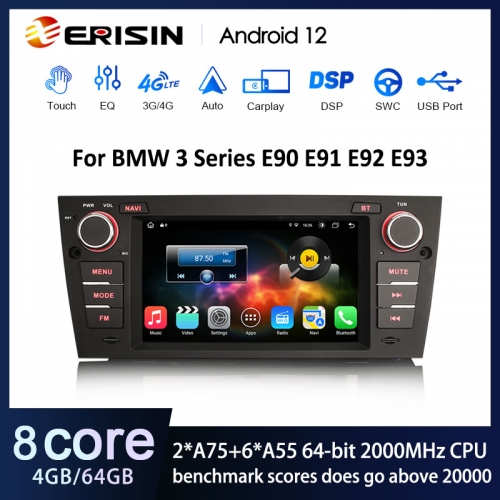 Erisin ES8867B Android 12.0 BMW E90 E91 E92 E93 M3 Car Stereo GPS Wireless CarPlay Auto Radio DSP 4G LTE Slot