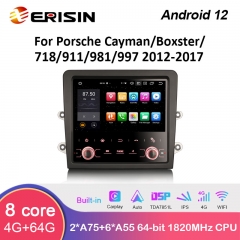 Erisin ES8559C 7" IPS Android 12.0 Carro Multimídia Sem Fio CarPlay Android Rádio Automático Para Porsche Cayman/Boxster/718/911/981/997 GPS DSP