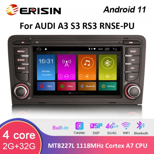 Erisin ES3127A 7" Android 11.0 Car Multimedia Player For AUDI A3 (2003-2011) S3 RS3 RNSE-PU CarPlay DSP GPS WiFi 4G TPMS DVR