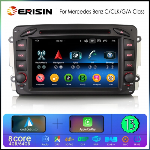 Erisin ES6763C Android 13.0 Car Multimedia System For Mercedes Benz Viano Vito C/G/A Class Wireless CarPlay Auto Radio DSP 4G LTE BT5.0