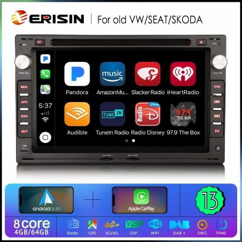 Erisin ES6709V Android 13.0 Car Stereo DVD For VW POLO BORA SHARAN PASSAT GPS Sat CarPlay Auto Radio DSP 4G LTE BT5.0