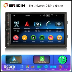 Erisin ES6736U Android 13.0 Universal 2 Din / Nissan Car Multimedia Stereo GPS Navigation CarPlay Auto Radio DSP 4G LTE BT5.0
