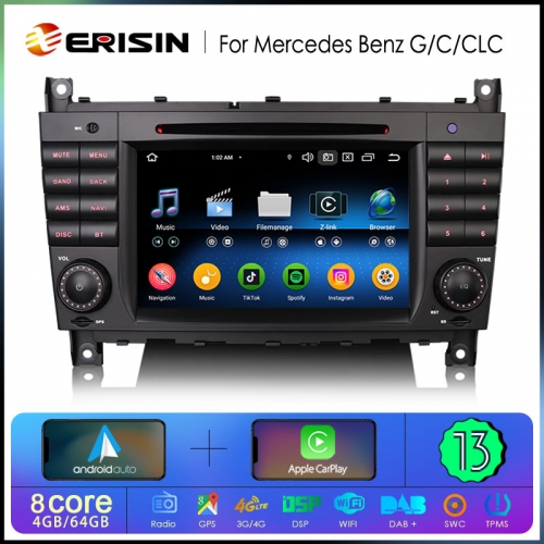 Erisin ES6769C Android 13.0 Car DVD Stereo For Mercedes Benz CLC Class W203 G Class W463 CarPlay Auto Radio DSP 4G LTE BT5.0 GPS