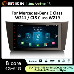 Erisin ES8980E 8" IPS DSP Android 13.0 Car Stereo GPS Navigation For Mercedes-Benz CLS Class W219 E W211 Wireless CarPlay Auto Radio 4G LTE