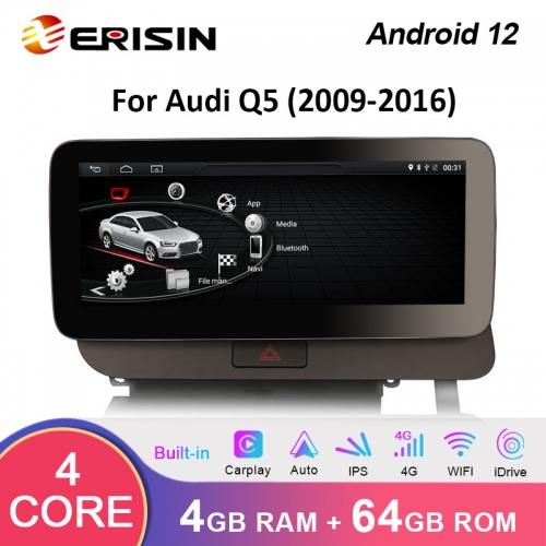 Erisin ES3675Q 10.25 Wireless Carplay Android 12 Car Stereo GPS SatNav For Audi Q5 WiFi 4G SIM TPMS DVR DAB+ IPS OEM Radio CD Player