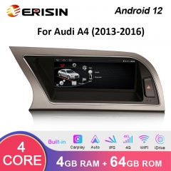 Erisin ES3614A 8.8" HD IPS-Screen Android 12.0 Auto Multimedia System For Audi A4 GPS WiFi 4G SIM Slot Wireless Apple CarPlay Android Auto