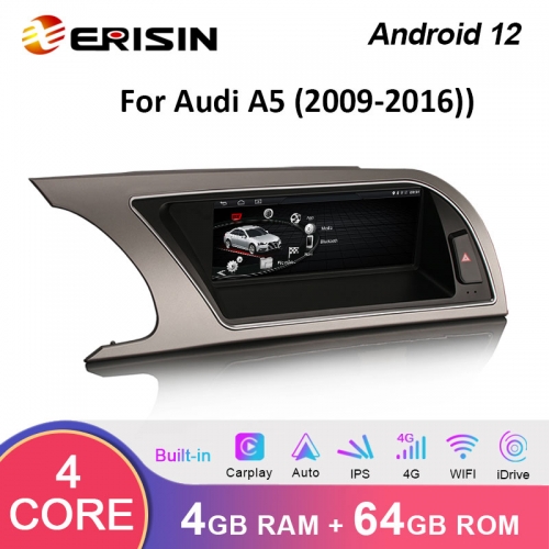 Erisin ES3615A 8.8" HD IPS-Screen Android 12.0 Car Stereo For Audi A5 GPS WiFi 4G SIM Slot Wireless Apple CarPlay Android Auto