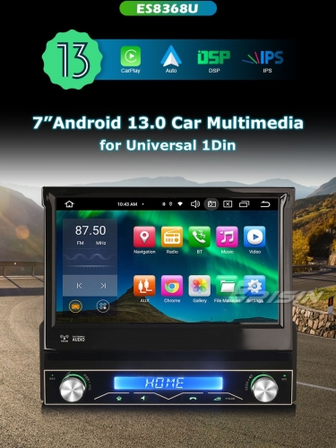 Erisin ES8368U 7" Universal 1Din Car Stereo Android 13.0 Car Multimedia Carplay Auto GPS Navigation WiFi Bluetooth 5.0
