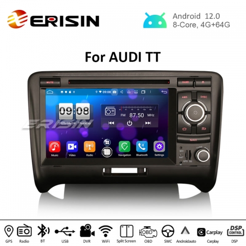 ES8739A 7" DSP Android 12.0 Car DVD Player GPS For Audi TT CarPlay Android Auto Radio 4G DAB+ Stereo Multimedia