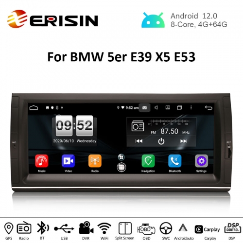 Erisin ES8725B 10.25" Android 12.0 Car Radio GPS Navi For BMW 5er E39 X5 E53 M5 CarPlay Auto 4G DAB+ DSP Stereo