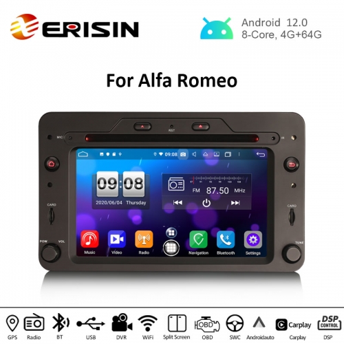 Erisin ES8720R 6.2" Octa-Core Android 12.0 Car DVD CarPlay &amp; Auto GPS TPMS DAB DSP pour Alfa Romeo Spider 159 Sportwagon