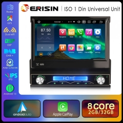 Erisin ES8368U 7" Universal 1Din Car Stereo Android 13.0 Car Multimedia Carplay Auto GPS Navigation WiFi Bluetooth 5.0