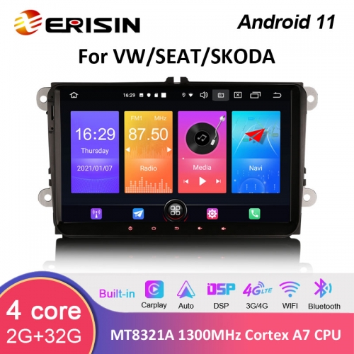 Erisin ES2718V 9" Android 11.0 VW EOS Golf 5/6 Polo Passat Tiguan T5 Multivan Seat Car Stereo GPS Navi CarPlay Auto Radio DSP WiFi