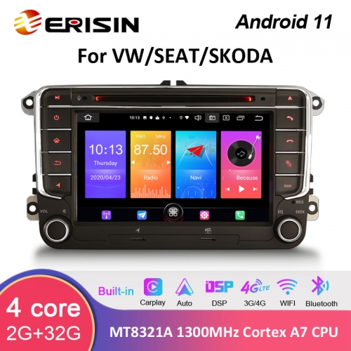 Erisin ES2758V 7" Android 11.0 VW Golf Passat EOS Bora Skoda Seat Car Stereo DVD GPS 4G WiFi CarPlay Auto Radio DSP