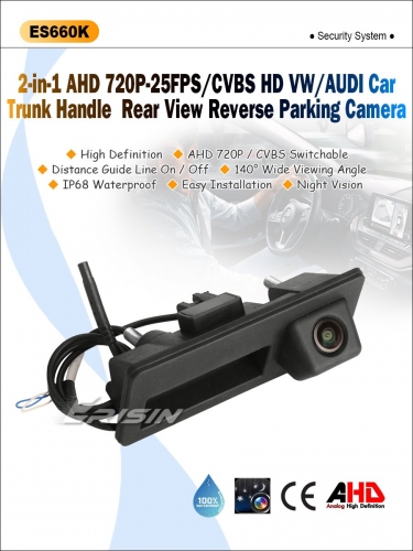 ES660K 720P-25FPS/CVBS HD VW/AUDI Car Trunk Handle Rear View Reverse Parking Camera