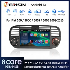 Erisin ES8550FB IPS Android 13.0 Car Multimedia Player For Fiat 500/500C/500S 500E GPS DSP 4G Wireless CarPlay Android Auto Radio