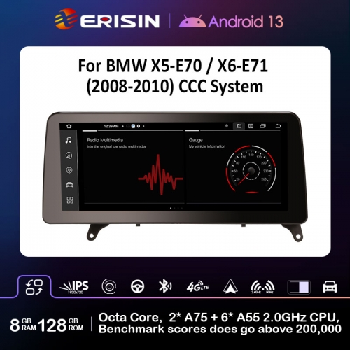 Erisin ES4670CL Android 12.0 Car Multimedia Player Screen Upgrade GPS For BMW X5 E70 BMW X6 E71 CCC Carplay Auto SWC Wifi IPS DSP