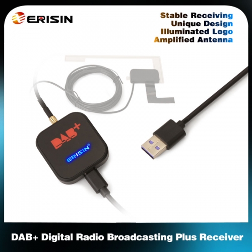 Erisin ES384 New USB DAB Receiver DAB+ Digital Radio Broadcasting Plus Receiver for Android 6.0 to Android 13 Autoradios