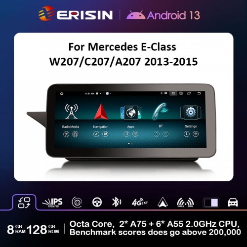 Erisin ES46E25L Android 13.0 Car Multimedia Player Screen Upgrade GPS For Benz E-Class W207 C207 A207 2013-2015 with NTG 4.5 System WiFi 4G BT CarPlay