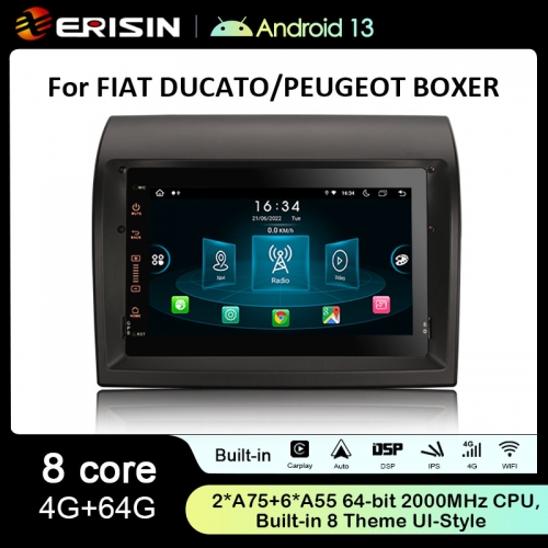 Erisin ES8974D 7" IPS Screen 8 Core Android 13.0 Car Stereo For FIAT DUCATO CITROEN JUMPER PEUGEOT BOXE GPS 4G LTE DPS Wireless CarPlay Auto Radio BT5